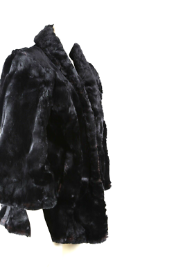 #ad Vintage Short Coat Black Sheared Beaver Fur Shacket Jacket Womens Outerwear S $168.79
