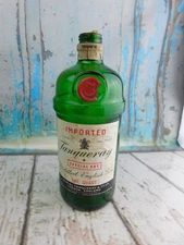 VTG Tanqueray Imported London Gin Collector's Bottle (Empty) Earlier Paper Label