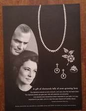1966 De Beers Diamond Promo Necklace Ring & Brooch Photo Vintage Print Ad