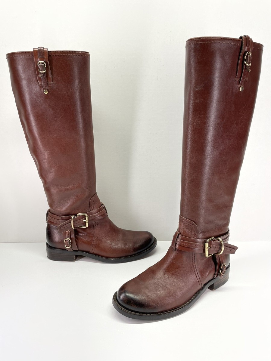 mmm21tfサアイボリー36 Vince Camuto Brown Leather Zip Side Knee High Boots