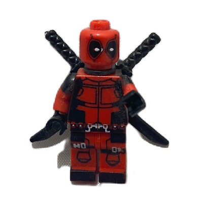 LEGO Deadpool Minifigure Marvel X-Men Red And Black With Swords