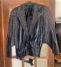 Leather/suede Jacket Size M With Tiny Gold Prints Very Stylish ,unique.