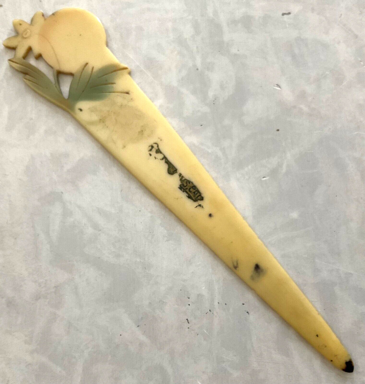 Antique Celluloid Orange Blossom Letter Opener Zipper… Gem