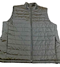 LANDS' END Men Poly Puffer Vest Full Zip Sleeveless Black Size Extra Large 46-48