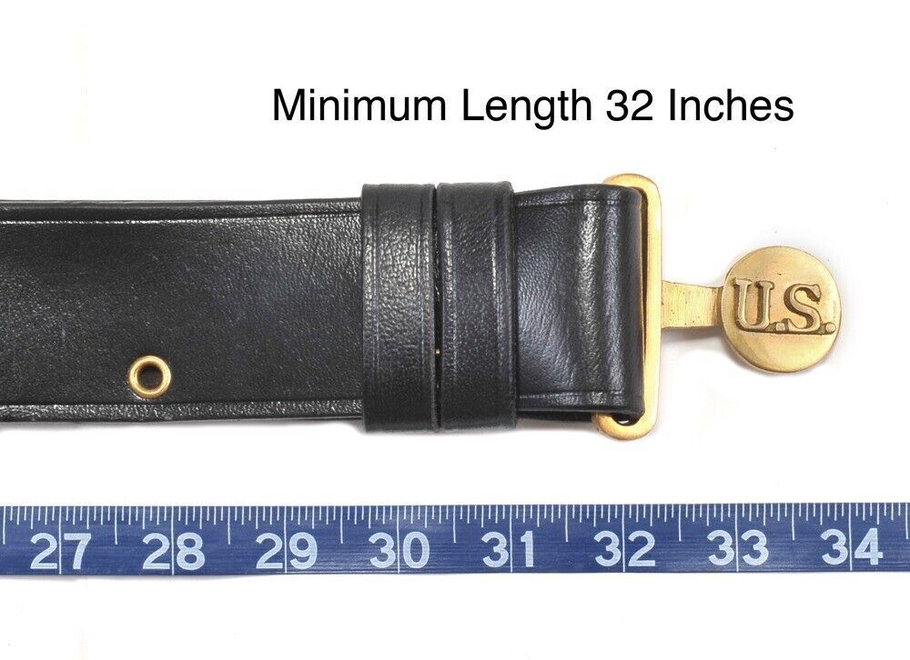 US Officers Black Leather Belt with Oak Leaves