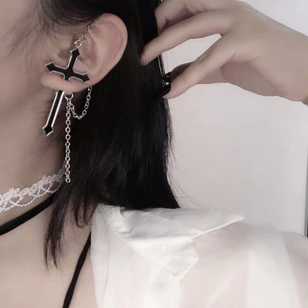 [BLACKMUSE]チェジウ着用☆Antique round square chain Earring ARCHER GOLD / BLACK – Heaven Mayhem