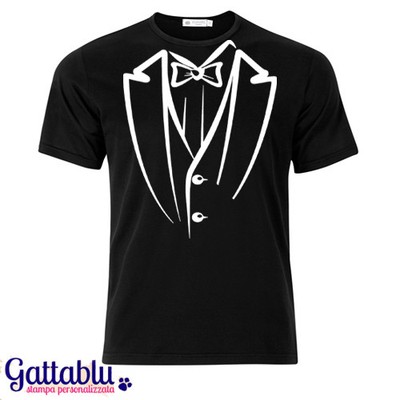 T-shirt uomo con stampa finta giacca e cravattino papillon,  personalizzabile! | eBay