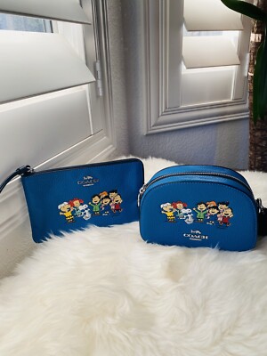 NWT Coach X Peanuts Mini Serena Satchel+Large Corner Zip Wristlet Snoopy&Friends