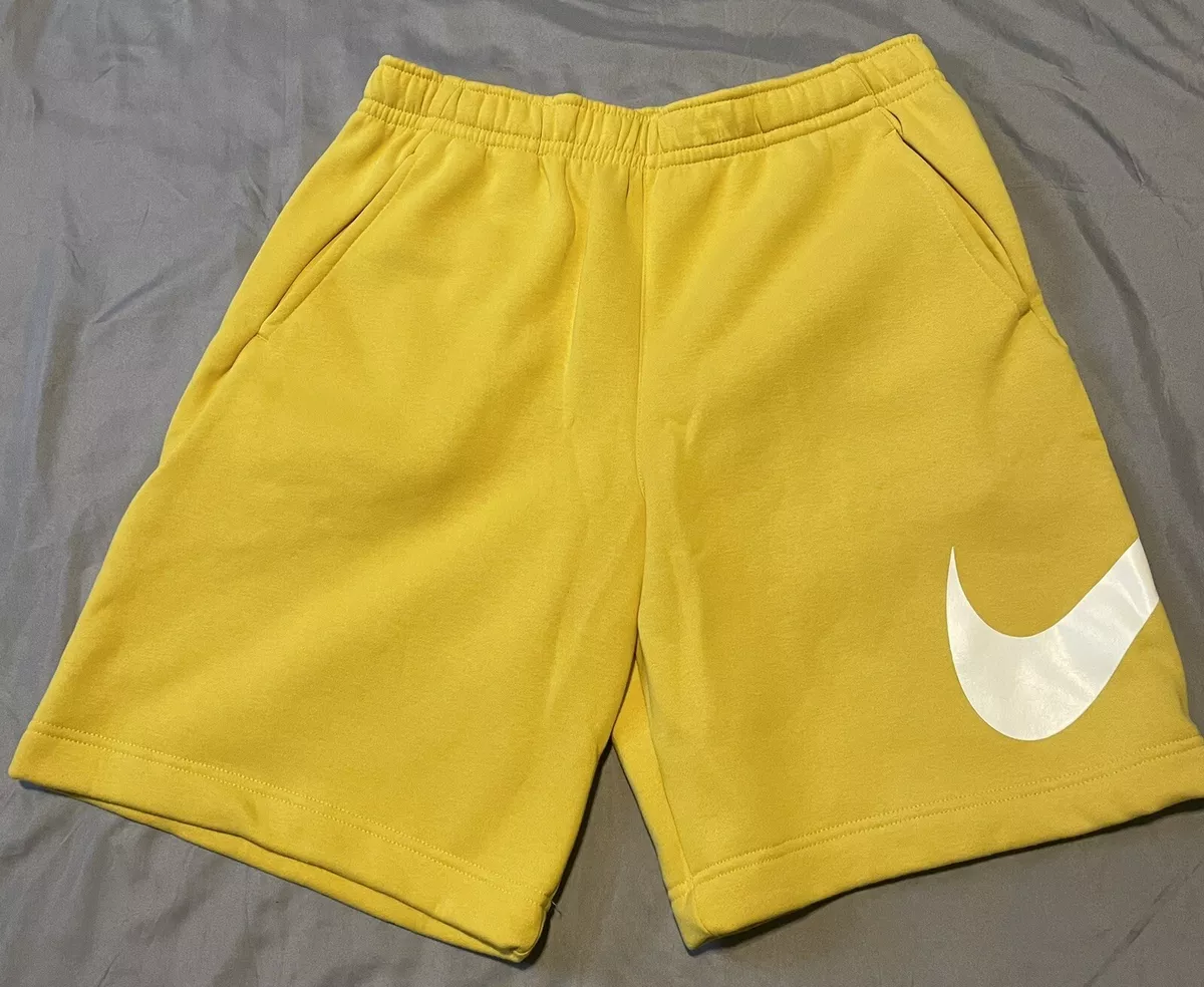 Men's Nike Sportswear Club Fleece Knit Sweat Shorts Yellow Size Large NWT