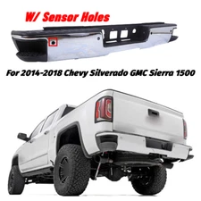 Chrome Rear Bumper W/ Sensor Holes For 2014-2018 Chevy Silverado GMC Sierra 1500