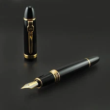 Promotion Jinhao 159 General Black Fountain Pen 2 Nibs Medium Fine Golden Clip