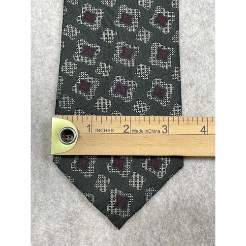 Tiffany & Co 1986 T Design Silk Necktie Tie Italy Abstract Geometric Green - Picture 3 of 7