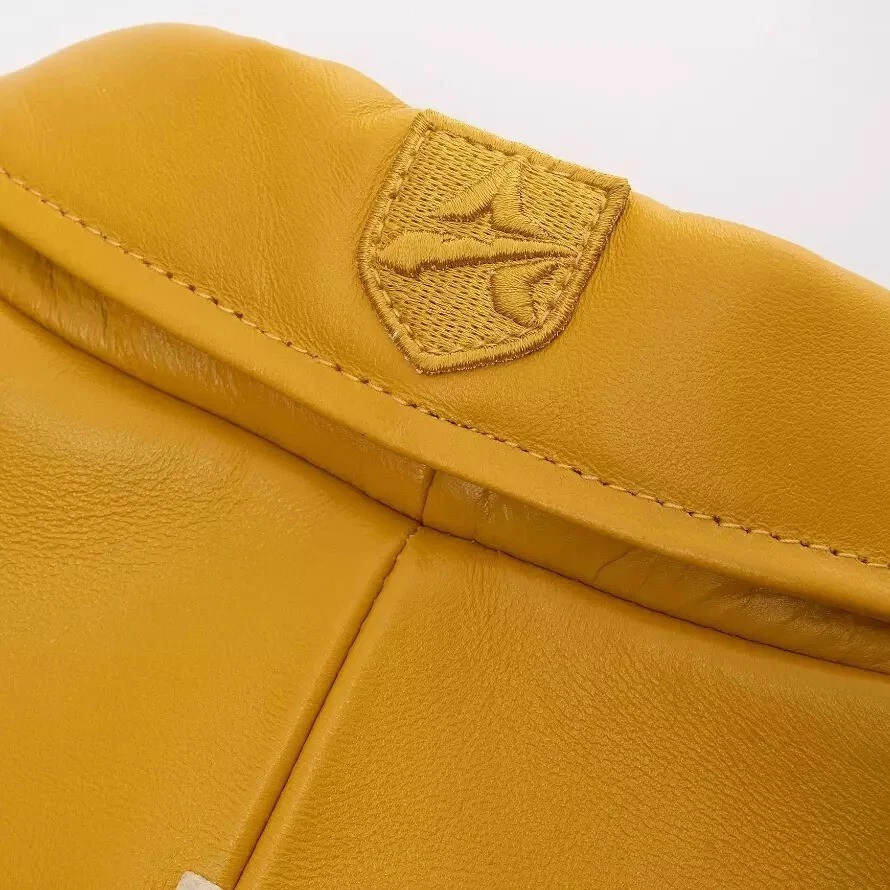 Hombres Avirex Amarillo Bombardero Real American Flight Chaqueta Chaqueta de Cuero para Hombres Regalo Foto 3 de 4