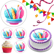Knitting Wool Cake Topper Party Decoration Edible Birthday Celebration Cupcake