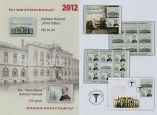 Rum&auml;nien 2012 Tag der Briefmarke,Victor Babes Mi.6634-35,Zf.,KB,Block 535,FDC