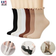 3/6Pairs Womens Ruffle Socks Cute Ankle Socks Crew Socks Boot Socks for Women US