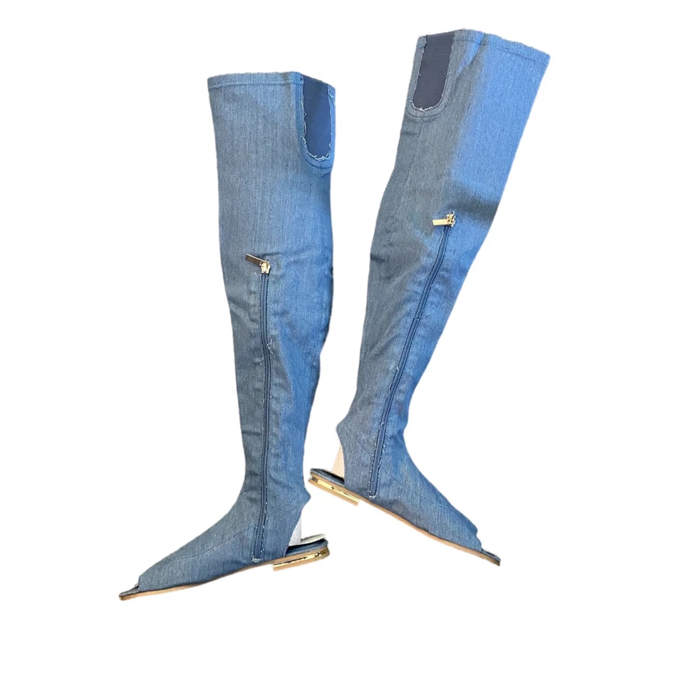 NOVO NA CAIXA Botas Femininas BAMBOO Tamanho 5.5 Jeans Sobre Joelho Alto CURE-09M Biqueira Aberta - Imagem 3 de 4