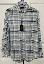 NWT Hart Schaffner Marx size M green blue long sleeve button up shirt mens 89