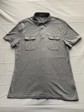 Structure Mens Grey Short sleeve 1/4 button shirt slim fit size L