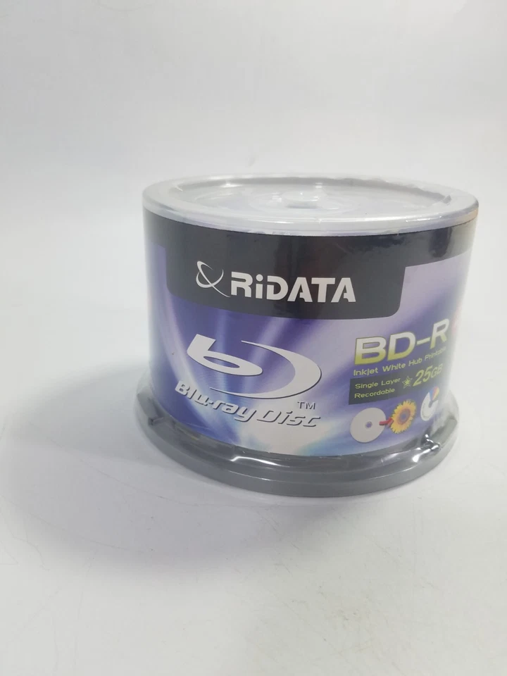 Ritek Ridata 50pk Blu-Ray BD-R Blank Discs Inkjet White Hub Printable 25GB 4x  - Image 3 of 4