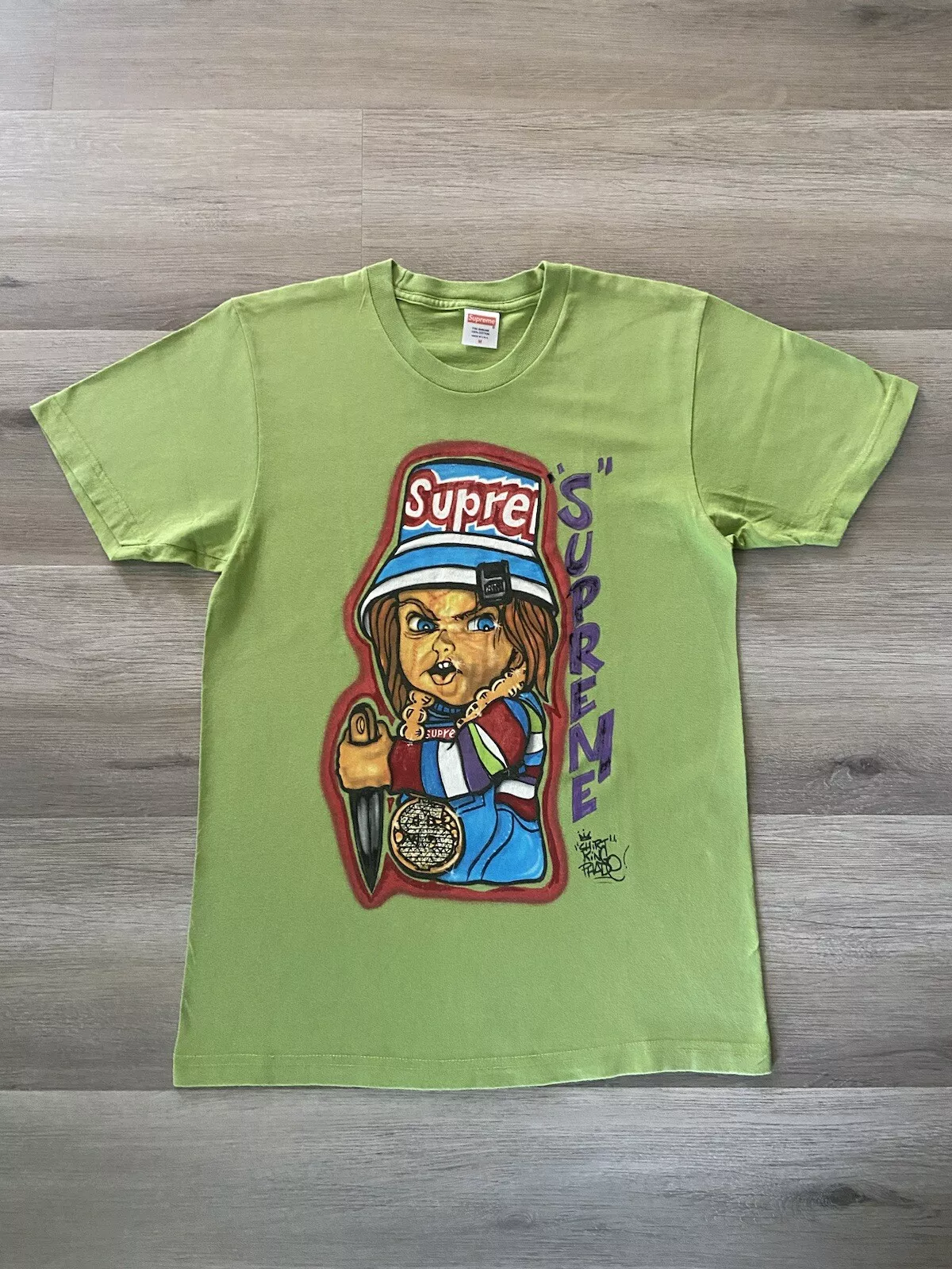 Tee shirt Supreme Chucky Forty Deuce SS14 taille moyenne vert aérographe King Phade
