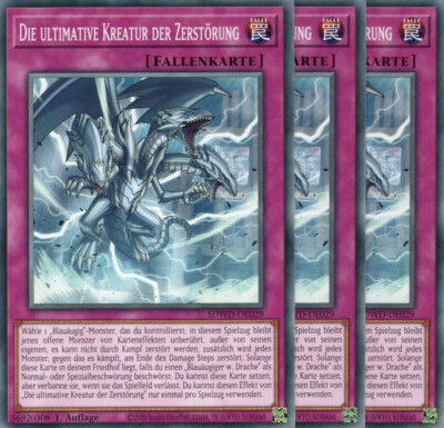 Yugioh 3x Die ultimative Kreatur der Zerstörung Common Karten SDWD-DE029