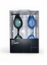 Nike Swim Goggles Active Pair 2 Pack Black/Blue Hydroblast UV Blocking Lens New