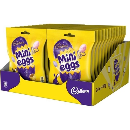 24 x CADBURY MINI EGGS CHOCOLATE BAG 80G Full Box Perfect Kids Christmas Gift