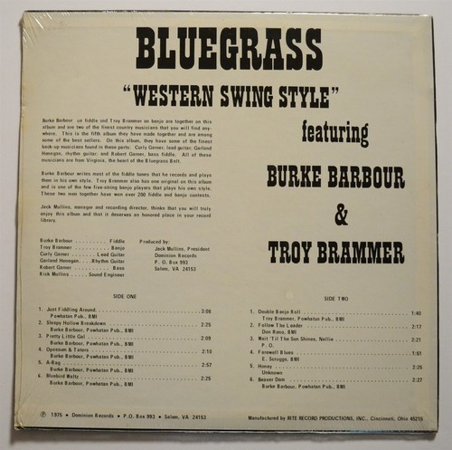 BLUEGRASS LP Troy Brammer Burke Barbour Bluegrass Western Swing Style Dominion - Picture 2 of 2