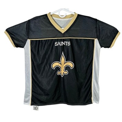 New Orleans Saints Flag Football Jersey Black Gold Mesh Kids NFL Reversible