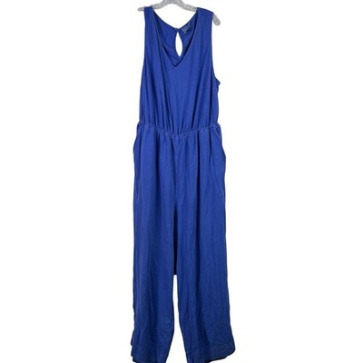 Universal Thread Jumpsuit Women s XXL Sleeveless Open Back Linen Rayon Pockets