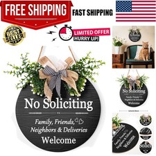 Funny No Soliciting Sign for House Wreath Welcome Sign for Front Door No Soli...
