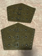 PU Leather Brown Medieval Knight Arm Guard Armbands Buckles 2 Pieces