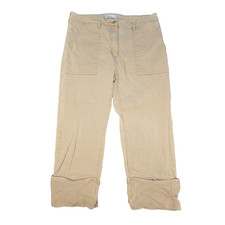 zoe kratzmann pants womens 3 beige Straight fold hem zip fly cropped size 3