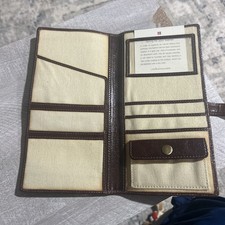 RED ENVELOPE Brown Leather Slim Passport Travel Wallet 9 x 4.5