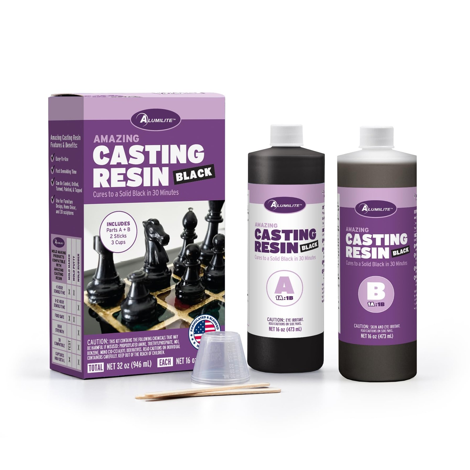 32oz Black Casting Resin Kit for Arts, Crafts, and Molds