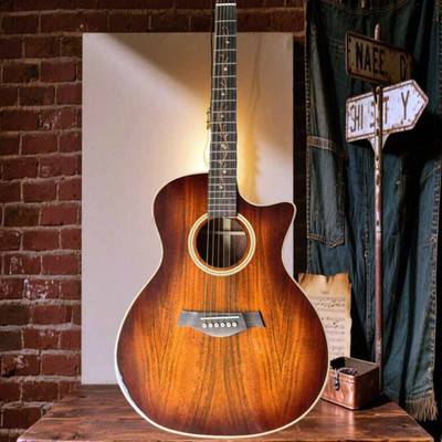Brown K24 Series Missing Corner Acoustic Guitar KAO Body Ebony Fingerboard Folk