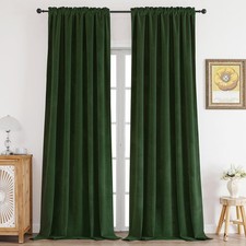 CUCRAF Dark Olive Green Velvet Blackout Curtains for Bedroom Living Room 84 i...