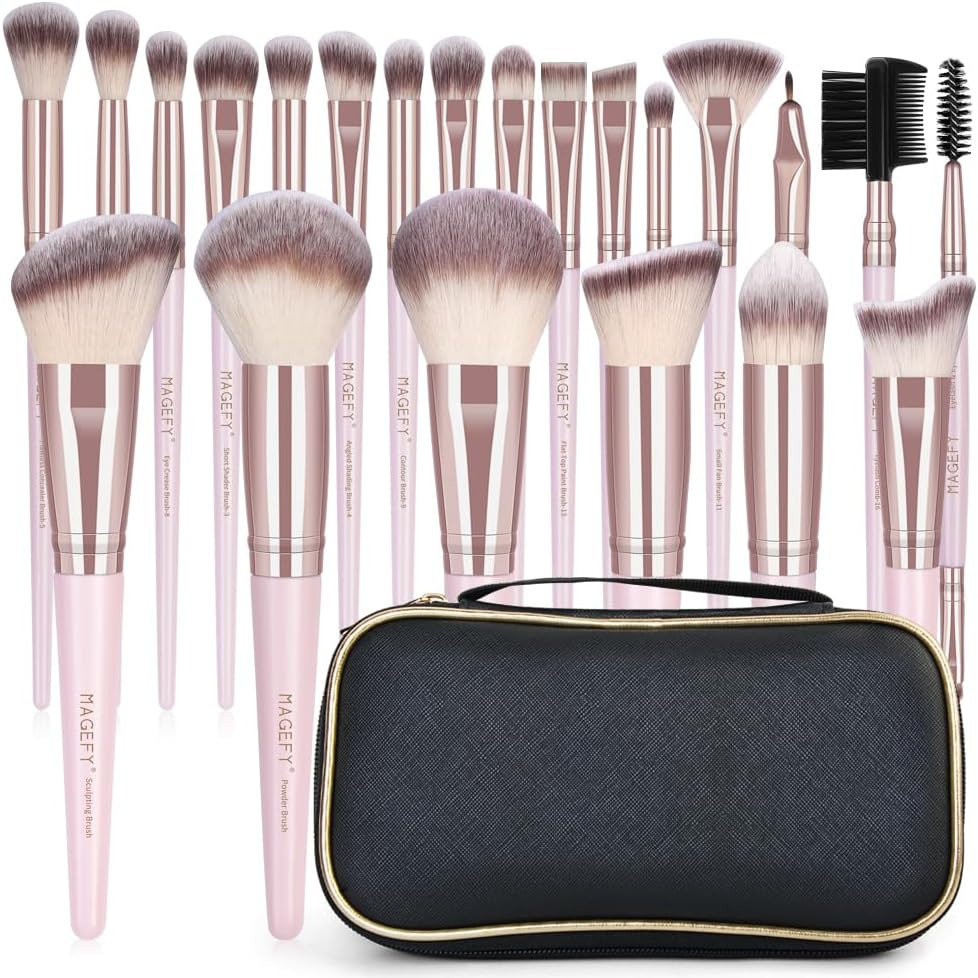 - Set Di 22 Pennelli Da Trucco, Professionali, Con Manico in Legno, Pennelli per