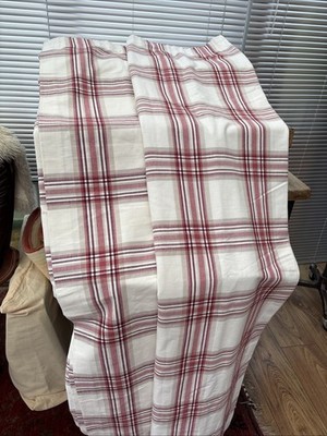 John Lewis rot beige Schottenkaro REINE BAUMWOLLE Vorhänge (Achtern Karo) B 44'' L 57''