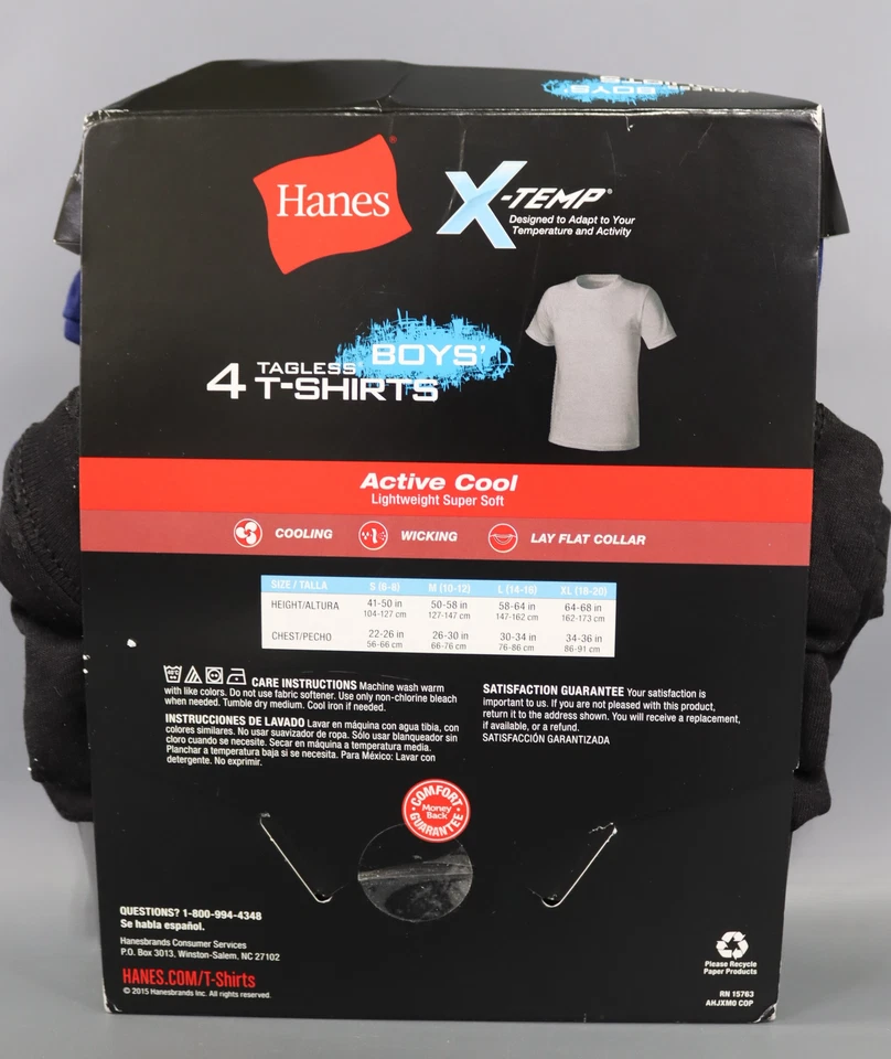 Hanes Big Boys  4-Pack X-Temp Crew Neck, Small, Assorted - Image 2 of 4