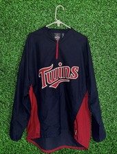Minnesota Twins Jacket Mens XL Blue Red MLB Baseball Majestic Cool Base Pullover