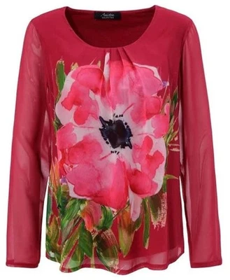 NEU BLUSENSHIRT CHIFFON BLUMEN DOPPELLAGIG 36 40 42 ANISTON pink rosa *54829807 - Bild 1 von 4