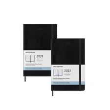 2x Moleskine 2023 Monthly Planner, 12 Month, Large, Black, Hard Cover (5 X 8.25)