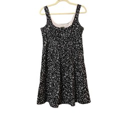 Anthropologie Fei Grey Black Floral A Line Dress Womens 6 Babydoll Y2k Mini