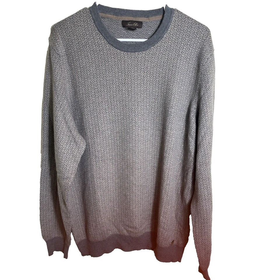 Tasso Ella Mens Beige/Gray cashmere blend sweater Sz XL  Grandpacore Academia - Image 3 of 4