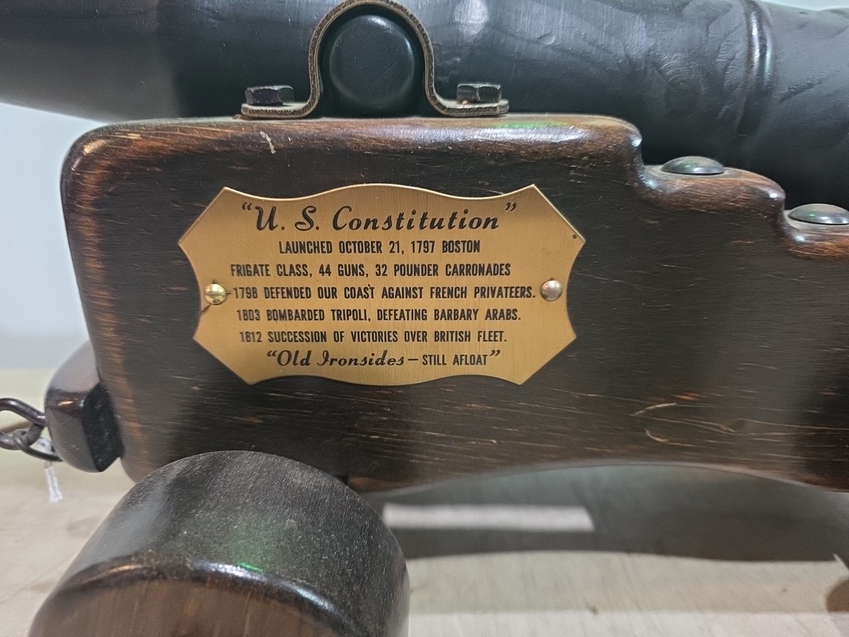 Vintage WOODEN Cannon Lamp U.S. CONSTITUTION OLD IRONSIDES FRIGATE