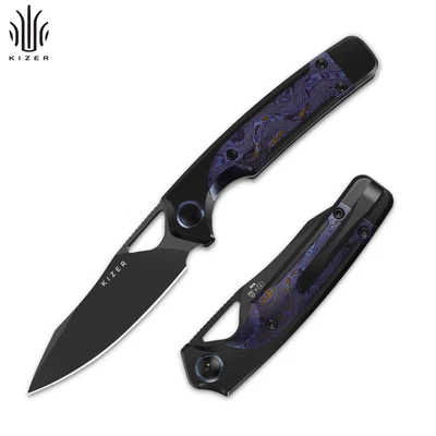 Kizer Ara Pocket Folding Knife CPM Cruwear Blade Titanium & Timascus Handle
