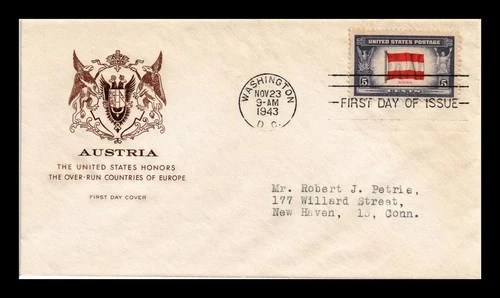 DR JIM STAMPS US COVER AUSTRIA OVERRUN COUNTRIES FDC SCOTT 919 HF CACHET