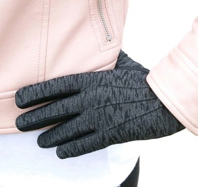 Isotoner Adult S/M Black Space Dye Spandex Gloves Smartouch SmartDri